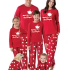 Family Round Neck Long Sleeve Red Santa Family Pajamas