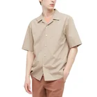 Short Button Shirts Button Up Shirts 100% Cotton Custom Design Camp Collar Short Sleeve Button Up Vacation Men Shirts