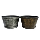 Plant Round Wooden Imitated Barrel Plastic Flower Plant Pots For Home Garden