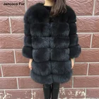 Coats Women Fur Coat High Quality Winter Thick Warm Long Fashion Coats Real Black Fox Fur Coat