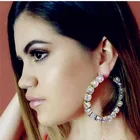 Diamond Super Flashing Claw Chain Series Alloy Diamond-Studded Glass Diamond Earrings Women'S Party Earrings