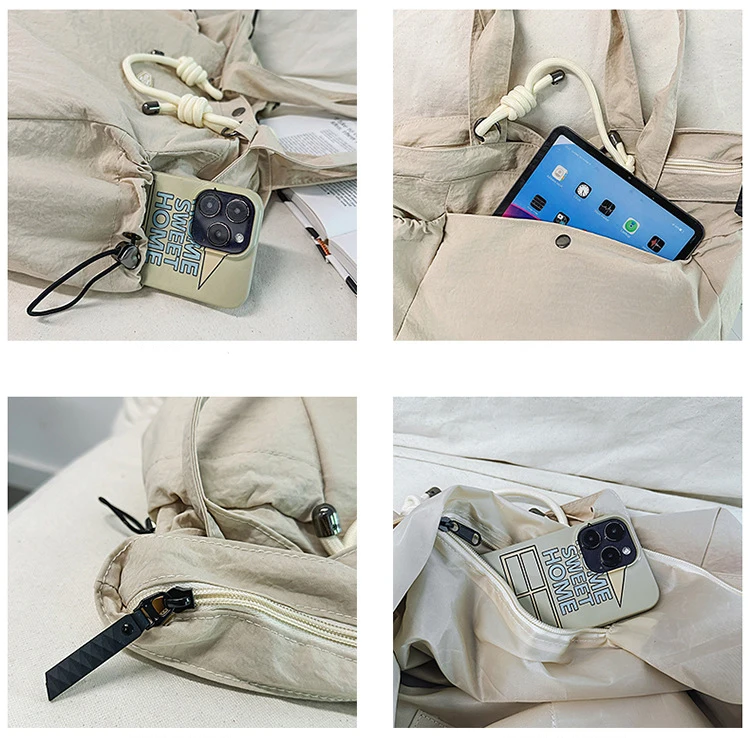 Unisex Large Capacity Lightweight Commuting Shopping Tote Bag Fashionable Casual Zipper Closure Shoulder Bag details