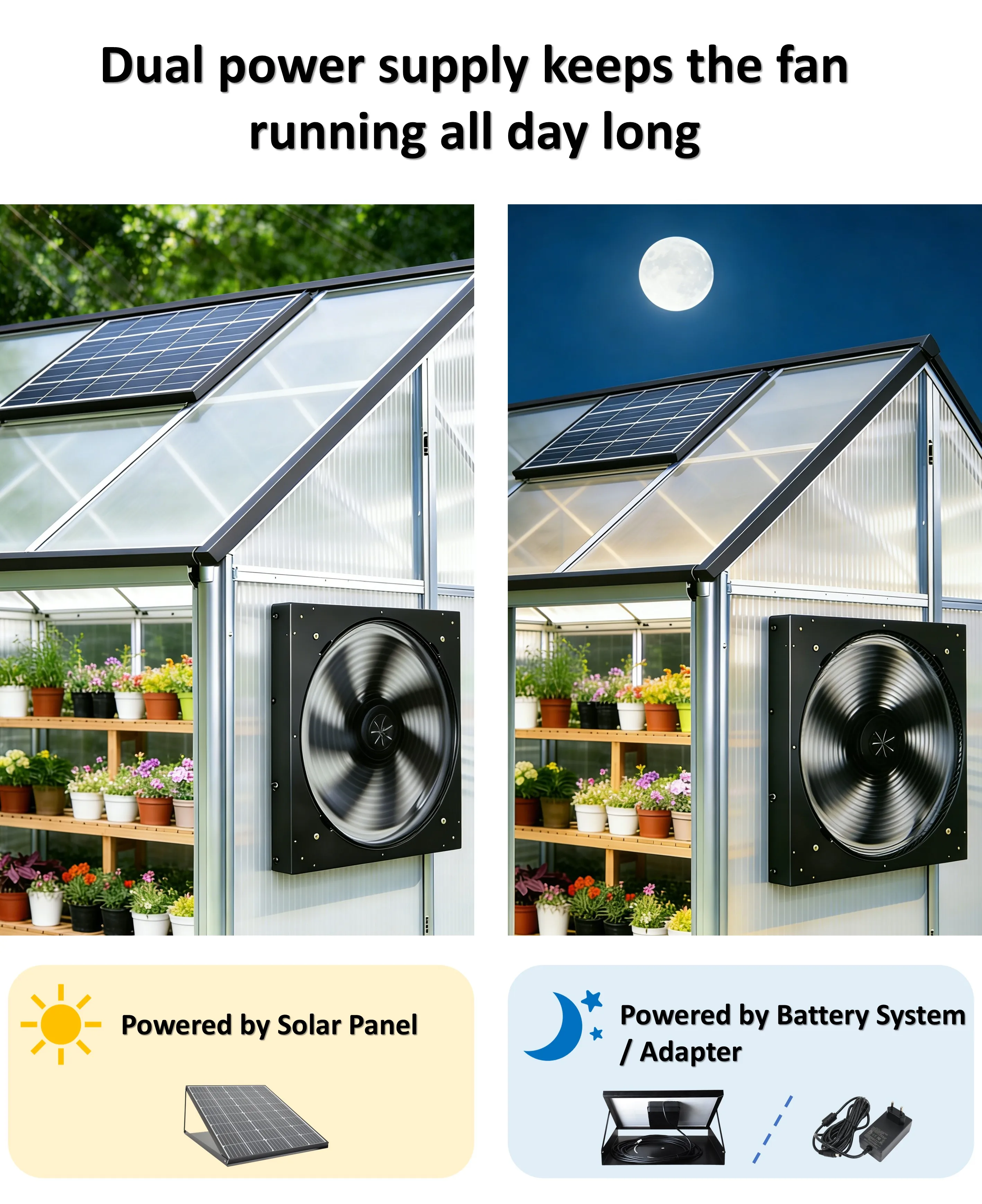 Solar Attic Fan, 60W, Wall, 24V - detail 6