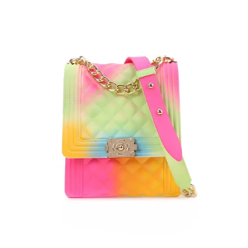 rainbow quilted purse