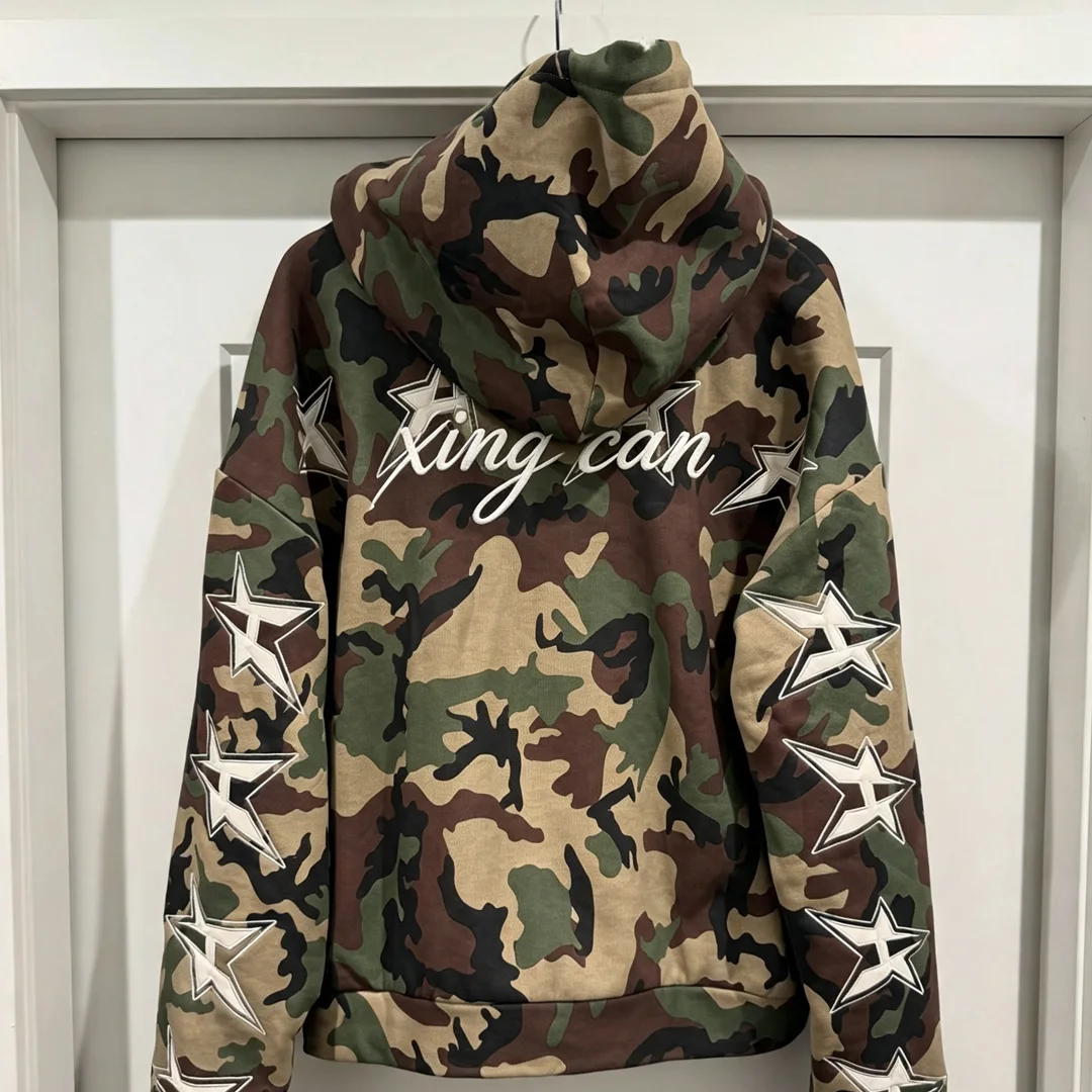 product factory customized camo print distressed men zip up hoodiesupport custom embroidery appliqueoem clothing manufacturer-4