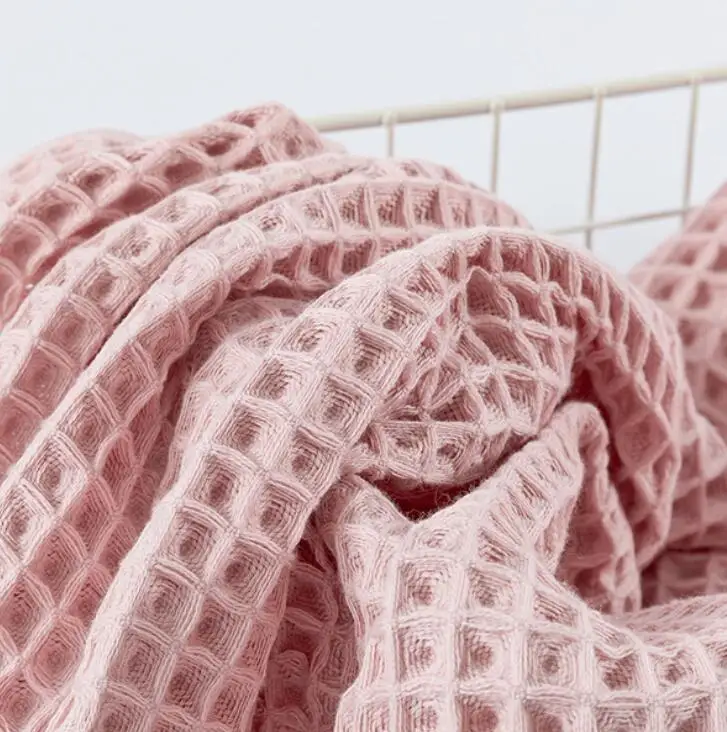 Soft Cotton Honeycomb Cellular Waffle Weave Baby Throw Thermal Blanket Swaddle Blanket for Couch Bed