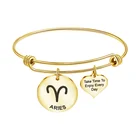 Bracelet Jewelry Stainless Steel 12 Zodiac Bracelet Women Jewelry Adjustable Zodiac Charm Bangles