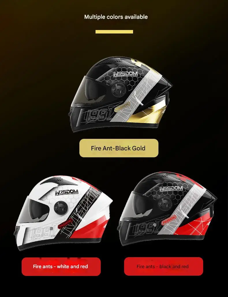 New 3C Certified DOT Approved Full Face ABS Motorcycle Helmet with Double Transparent Mirrors All Seasons