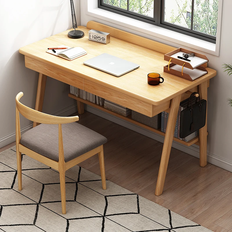 Home Office Desk Study Writing Computer Table Shelves with bookshelf Modern Simple PC Table home office desk