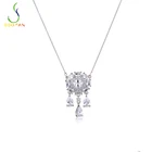 Jewelry Romantic Queen CZ Cubic Zirconia Rhodium Plated Zinc-Copper Alloy Necklace For Woman Claw Setting Jewelry