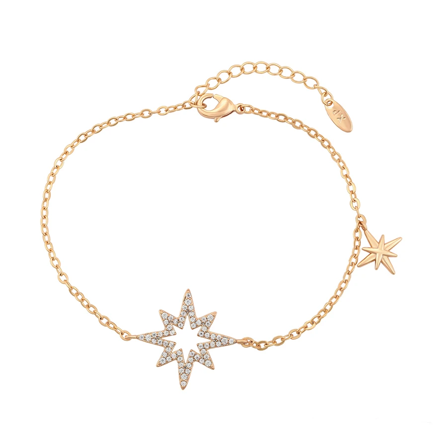 A00793242 xuping Free sample Casual hand jewelry 18K gold color woman little girl starburst fantasy polygonal stars bracelet