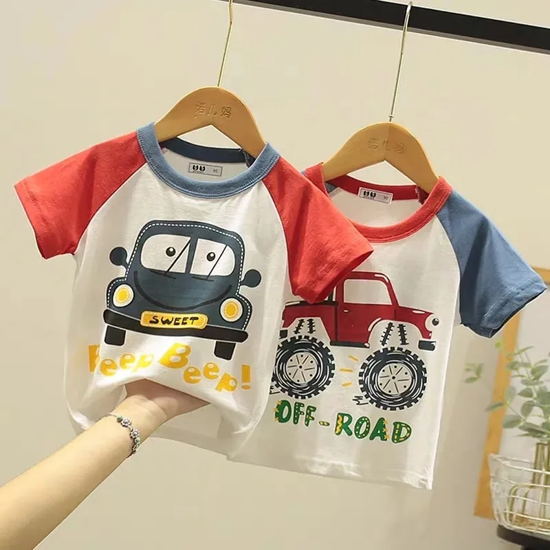 2024 New Fashion Golf Polo T-shirt For Boys Cartoon Pattern 2-6 Years Summer Kids Tops Baby Polo Kids Shirts