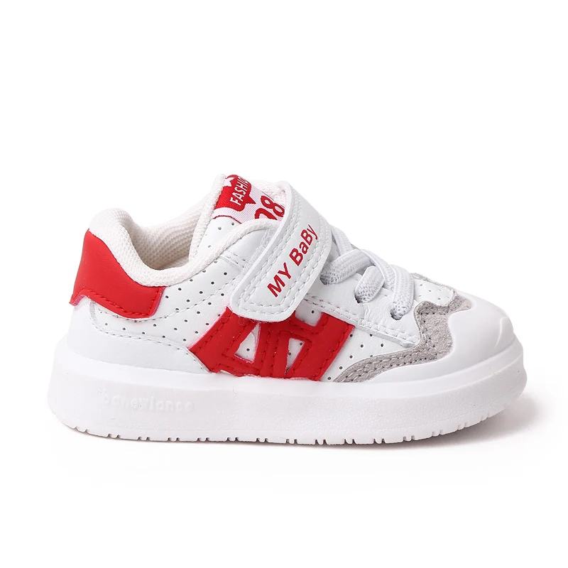 New Arrival Soft PU Leather Sport White Toddler Kids Baby Casual Shoes 2023 manufacture