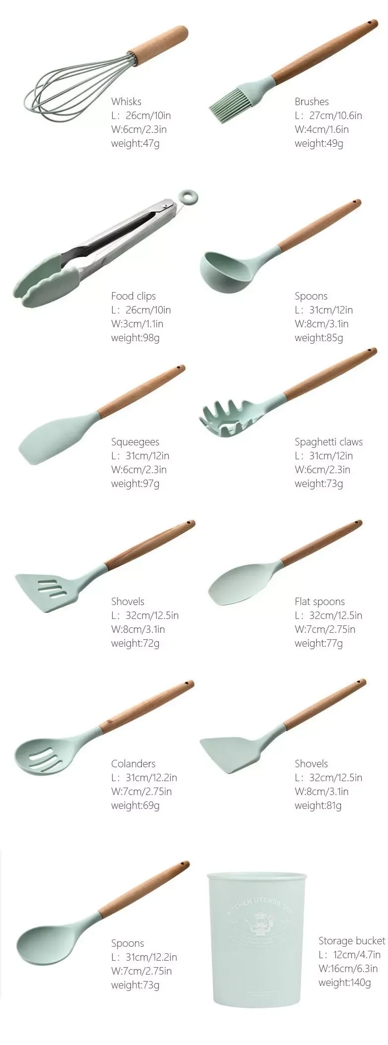 Nonstick 12 Pcs Set Kitchen Utensils Silicone Kitchen Utensils Support For Spoon And Utensils
