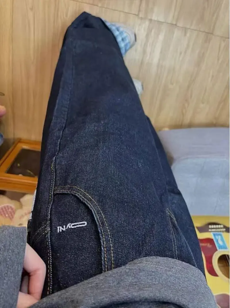 Design Bowknot Plaid Patchwork Denim Jeans for Women Spring Season Plus Size Loose Wide-leg Pants factory