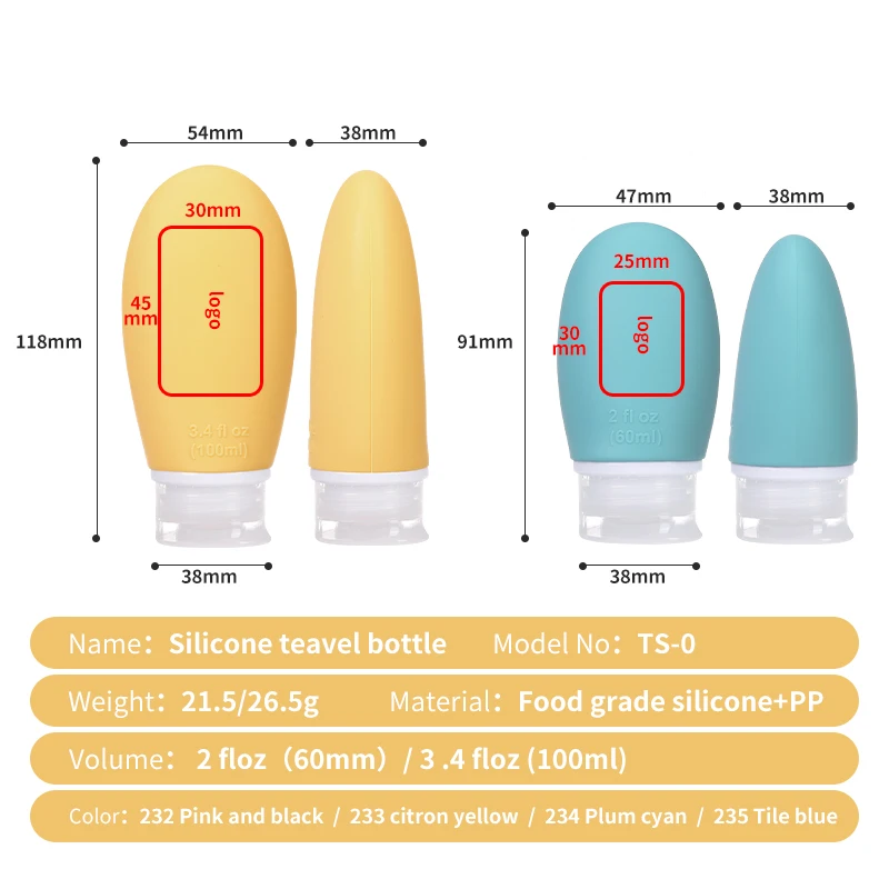 Wholesale Collapsible Squeeze Cosmetic Silicone Lotion 60ml 100ml Shampoo Bottle Hand Sanitizer Sport Gym Travel Bottle Set