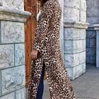 Coat Long New Fashion Ladies Spring Summer Leopard Printing Coat Women Long Sleeve Chiffon Dress Coat