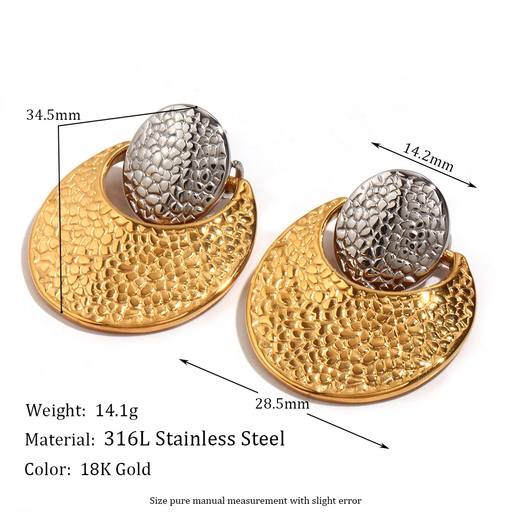 2023 18k gold plated stainless steel back stopper round big round earrings for women