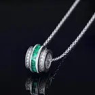925 Silver Silver Lab Grown Emerald Square 2MM 14PCS 0.6CT Gemstone Created 925 Silver Diamond Emerald Necklace
