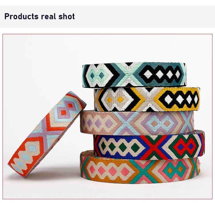 New spot ethnic polyester jacquard webbing clothing bags accessories ribbon shoulder strap national wind shoulder strap webbing