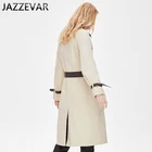 Coat Fashion Stitching Leather Collar Ladies Double-breasted Trench Coat Jacket Women's Fashion Mid-length