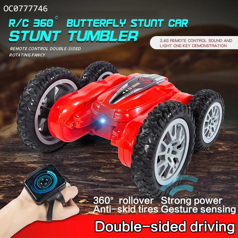 Low price kids remote 4wd watch control rc stunt car 360 rotating toys 2022