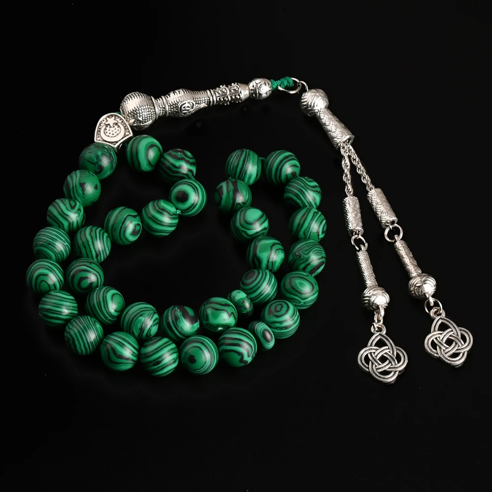 YS312  Islamic Tasbih Green Muslim Misbaha Arabic Fashion Bracelet Gift Accessories Masbaha Unisex Malachite Prayer Beads
