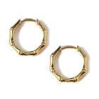 Gold Plated Earrings Fashion Jewelry Gold Plated 925 Sterling Silver Bamboo Hoop Earrings