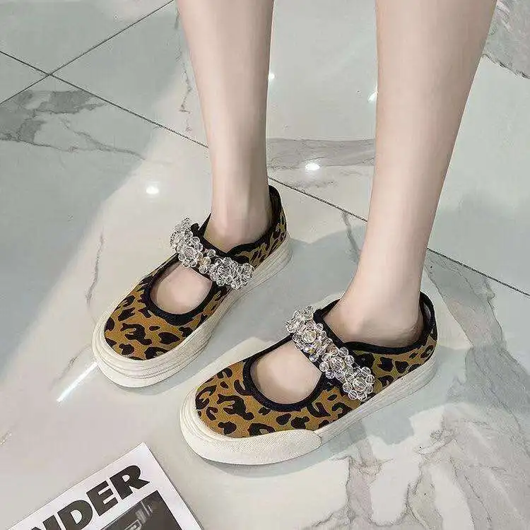 Thick Bottomed Sandals Women's 2023 Summer Casual Sandals Rhinestone Canvas Walking Shoes Canvas Flat Shoes