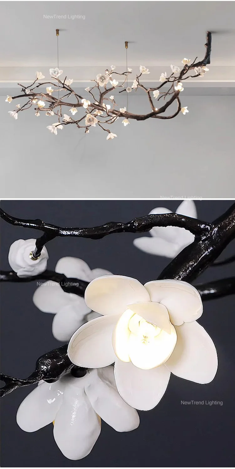 CPL-380 Natural Inspired Lamp Indoor Decoration Villa Apartment Dining Living Room Flower Pendant Light LED Branch Chandelier factory