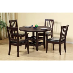 NOVA Nordic Style Mid Century Wooden Dining Furniture Set Wood Antique Round Dining Table Set With 4 Chairs And 2 Storage Layers