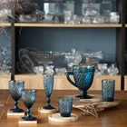 Champagne Flute Machine Made Glassware Long Stem Champagne Flute Glasses Blue Solid Color Classic Stemware