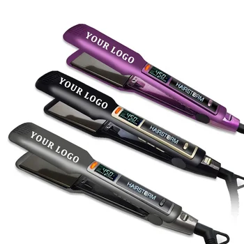 Professional Titanium hair iron straightener with lcd flat irons wholesale private label customize hair straightener