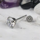 Earring Eternal ASTM F136 Titanium 3 Prong Set Round CZ Post Earring