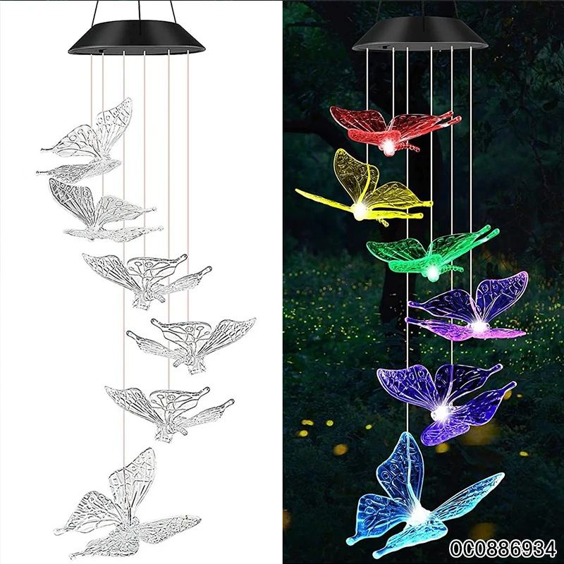 Butterfly shape wind chimes hanging decorations hanging lamp lighting led decorative pendant light