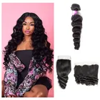 Bulk Raw Frontal Vendors Cuticle Aligned Mink 100% Human Brazilian Virgin Hair Loose Deep Wave Bundles With Closure