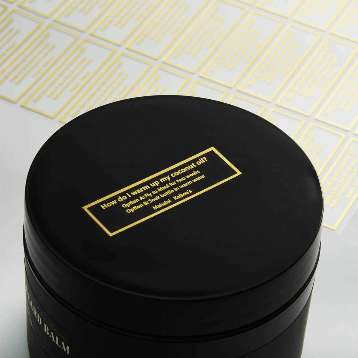 Transparent luxury adhesive label custom LOGO sticker gold foil waterproof coconut oil jar cap seal PVC hot stamping labels