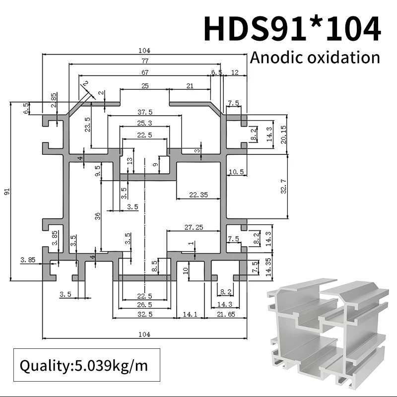 91104 Speed Chain Extruded Industrial Aluminum Profile 3x Speed 38.1 Pitch BS30-C212A Aluminum Alloy Guide Rail details