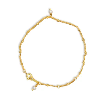 Chris April 925 sterling silver 18k gold plated simple Between beads natural fresh water pearl bracelet jewelry for women