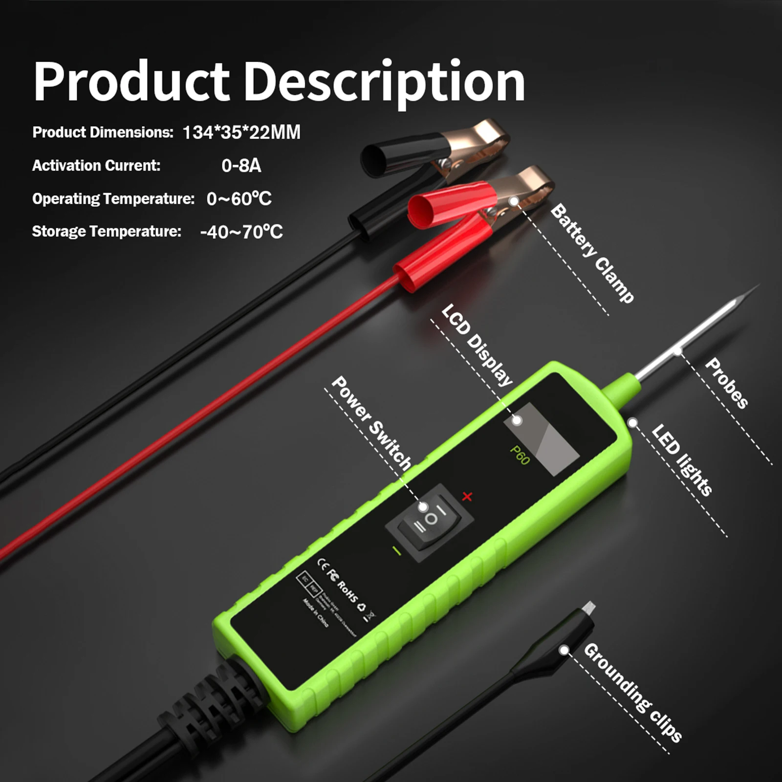 Auto Circuit Tester 12v 24v Topdiag P60 Power Probe Electrical Current ...