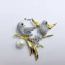 Canary pearl zircon brooch  fashion accessory unique design