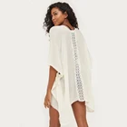 With Hot Ladies Lace Long Shawl Leaves Embroider With Sleeve For Women Sexy Beach Kimono