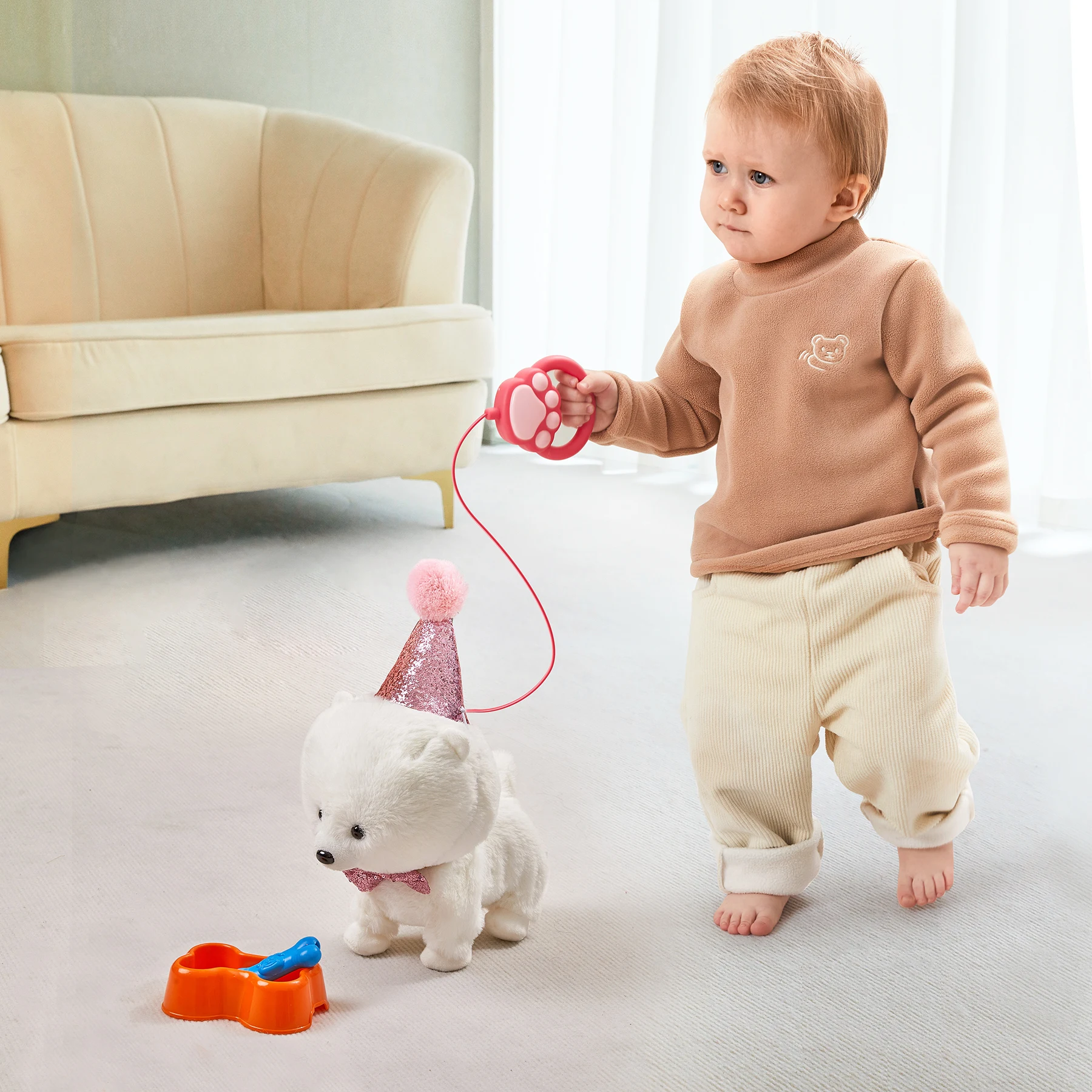 Tumama Kids Electric Puppy Toy Remote&Voice Control Barking Walking Plush Puppy Dog Toy set For Children