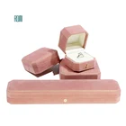Jewelry Gift Bracelet Gift Box ROMI Pink Velvet Custom Logo High Quality Jewelry Flip Packaging Gift Ring Bracelet Box