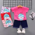 Clothes Factory Hot Sales Print Set Kids Fashion Cartoon Printing Baby Girls Summer Short Sleeve Clothes