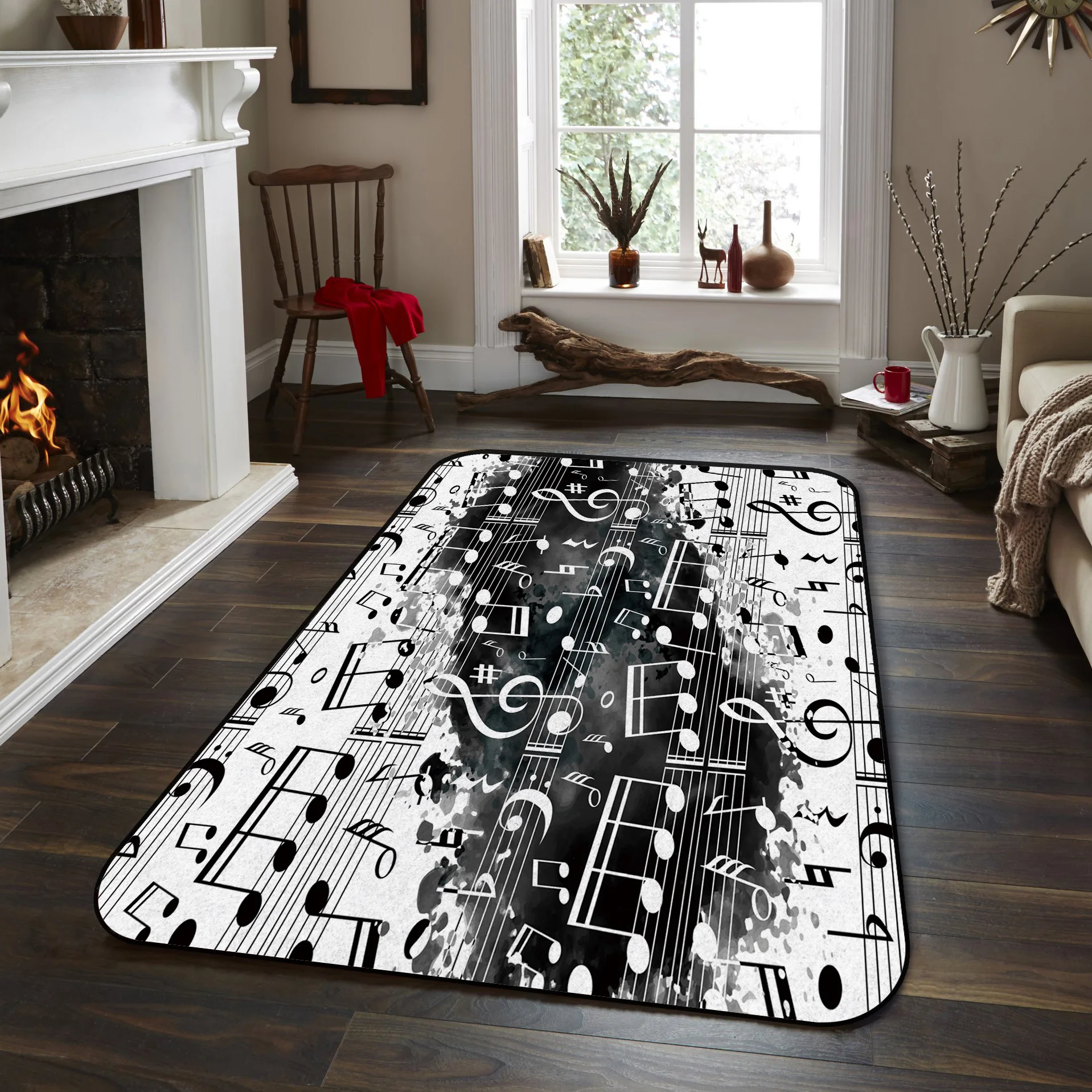 ALAZA Music Notes Flying Abstract Vintage Collection Area Mat Rug Rugs for Living Room Bedroom Kitchen 2' x 6'