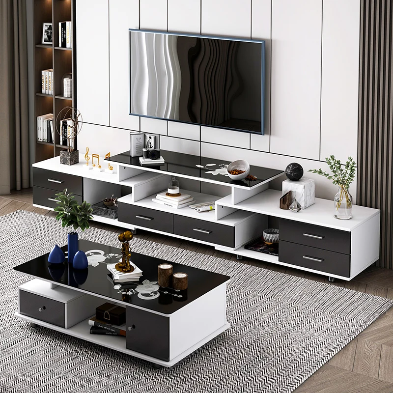 modern nordic style luxury length adjustable tv stands cabinet coffee table combination living room furniture