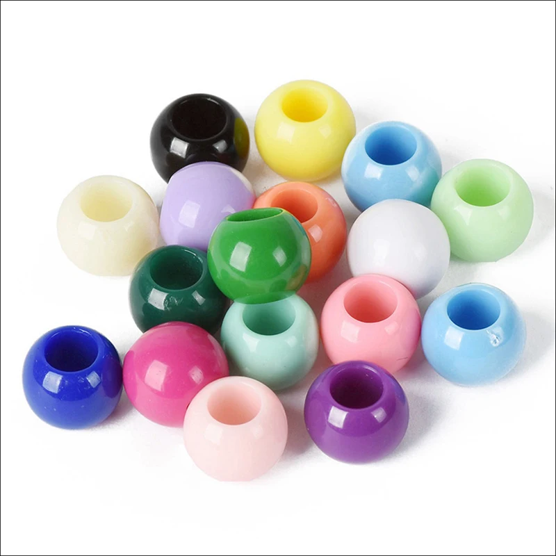 200pcs/lot Acrylic Spacer Beads Big Large Hole Beads For DIY Jewelry Making Plastic Beads