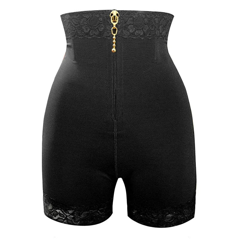 HKRXEC High-Waist Zip-Front Tummy Control Shaping Shorts