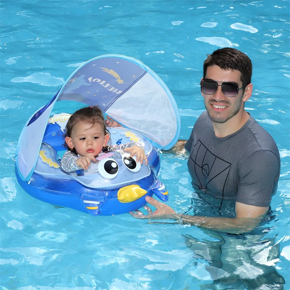 Swimbobo Baby Inflatable Floating Kids Swimming Floats Waist Trainer Child Swim Pool Water Toy Ring PVC Baby Float With Canopy